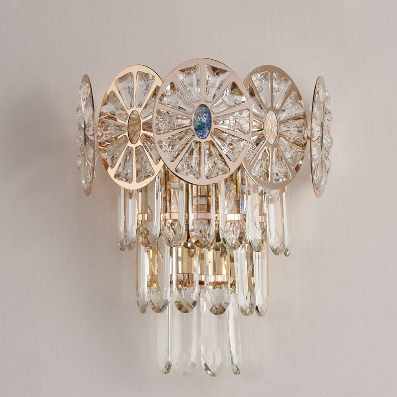 Modern Luxury Rhombus Crystal Shell 3-Light Wall Sconce Lamp For Bedroom