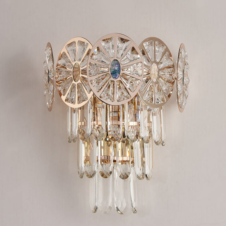 Modern Luxury Rhombus Crystal Shell 3-Light Wall Sconce Lamp For Bedroom