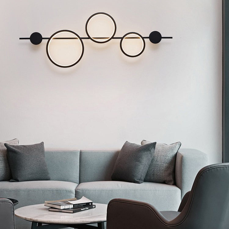 Moderne minimalistische mehrere Kreis Eisen Silikon LED Wandleuchte Lampe für Wohnzimmer 