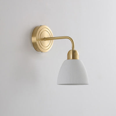 Traditional Vintage Geometrical Ceramic Shade Gold Finish Frame 1-Light Wall Sconce Lamp For Bedroom