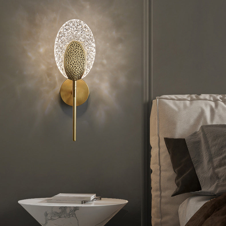 مصباح حائط LED بيضاوي حديث بسيط من النحاس الأكريليك سبيكة الزنك لغرفة النوم 