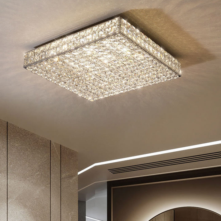Moderne Luxus Edelstahl Kristall Quadrat Rechteckigen Würfel LED Unterputz Deckenleuchte Für Wohnzimmer 