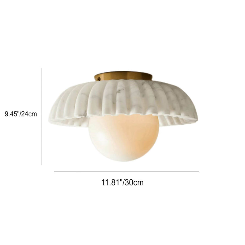 Modern Luxury Imitation Marble Flower-Shaped 1-Light Semi-Flush Mount Ceiling Light