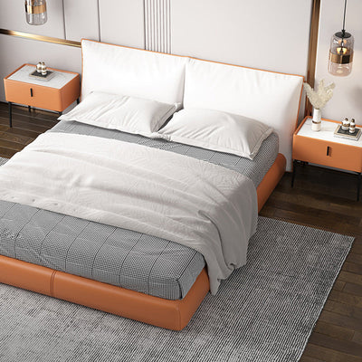 Zeitgenössischer skandinavischer rechteckiger Holz-Leder-Kohlenstoff-Legierungsnachttisch mit 1 Schublade und kabelloser Handy-Ladestation für das Bett 