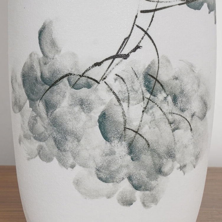 Modern Chinese Ink Painting Ceramic Fabric 1-Light Table Lamp