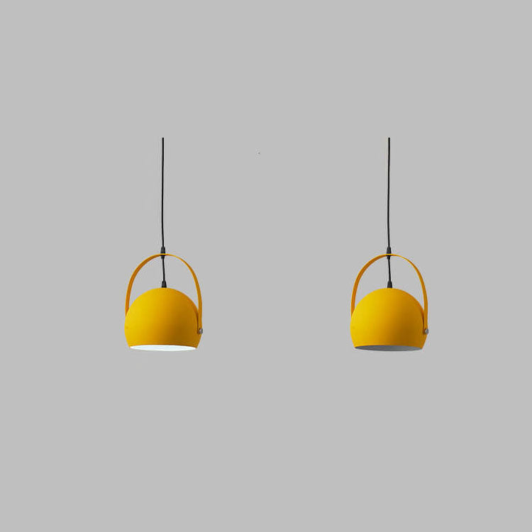 Contemporary Nordic Macaron Aluminum Semicircle 1-Light Pendant Light for Living Room