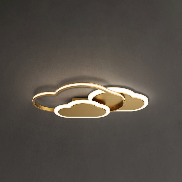 Modern Minimalist Cloud All Copper Acrylic LED Flush Mount Ceiling Light For Bedroom