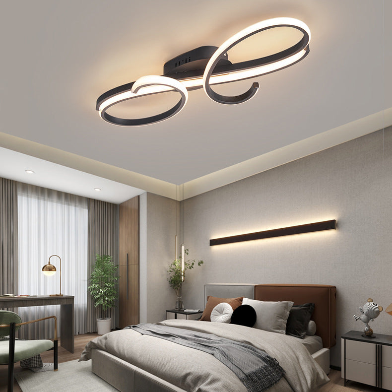 Moderne minimalistische gebogene Linie Eisen Aluminium Silikon LED Halbbündige Deckenleuchte für Wohnzimmer 