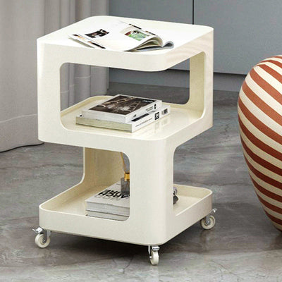 Table d'appoint carrée en fer amovible à la simplicité contemporaine avec étagères de rangement à 3 niveaux pour le salon 