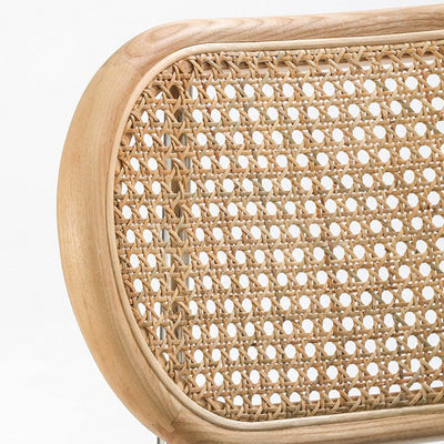 Contemporary Nordic Round PU Leather Wood Rattan Chair Backrest For Living Room