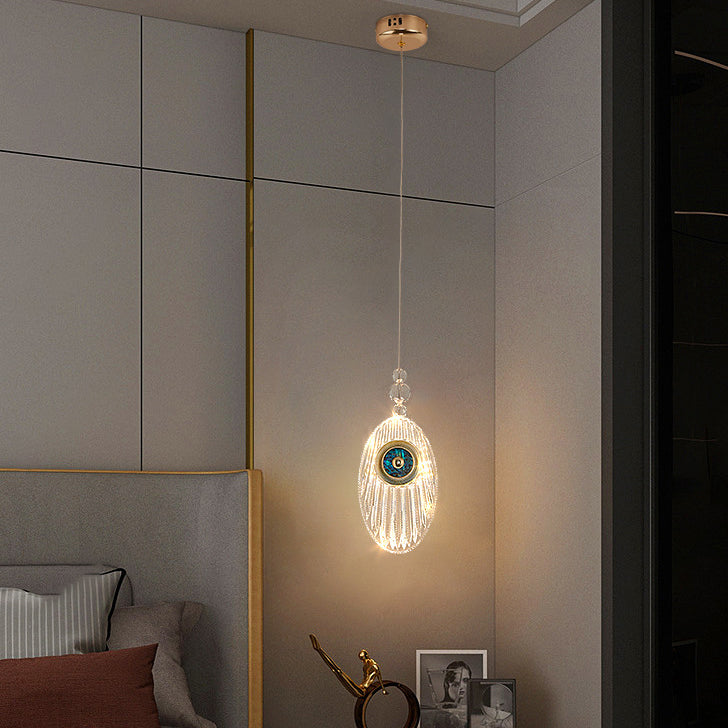 Moderne Luxus Oval Shell Aluminium Acryl LED Pendelleuchte für Schlafzimmer 