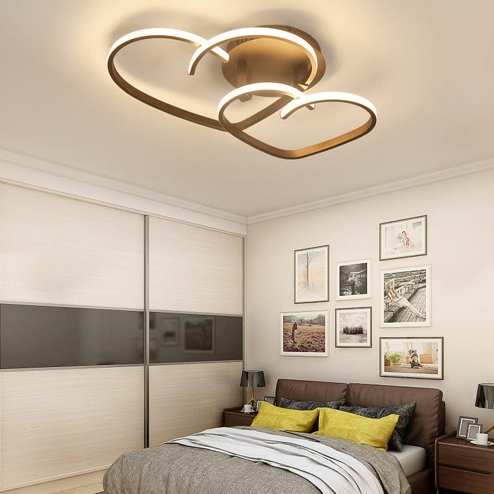 Luz de techo semiempotrada LED de hierro con tira acrílica en forma de corazón creativo contemporáneo para sala de estar 