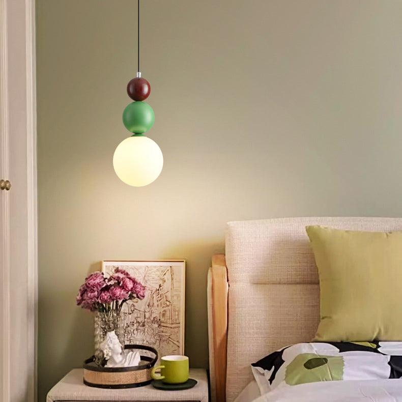 Zeitgenössische kreative Kugel Hardware Glas 1-Licht Pendelleuchte für Schlafzimmer 