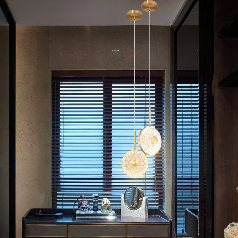 Modern Luxury All-Copper Glass Cylinder Spherical Diamond LED Pendant Light