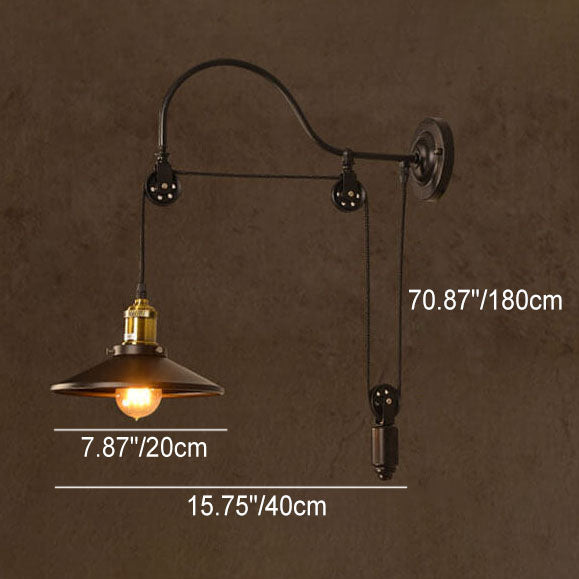 Contemporary Industrial Iron Round 1-Light Wall Sconce Lamp For Hallway