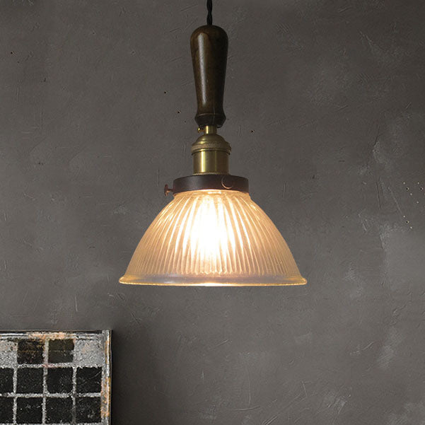 Retro Industrial Water Ripple Glass Bowl Shade 1-Light Pendant Light