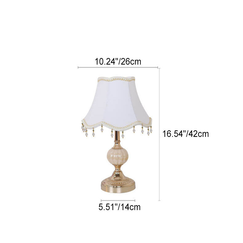 Traditional Vintage Fabric Floral Glass Hardware Plating 1-Light Table Lamp for Bedroom