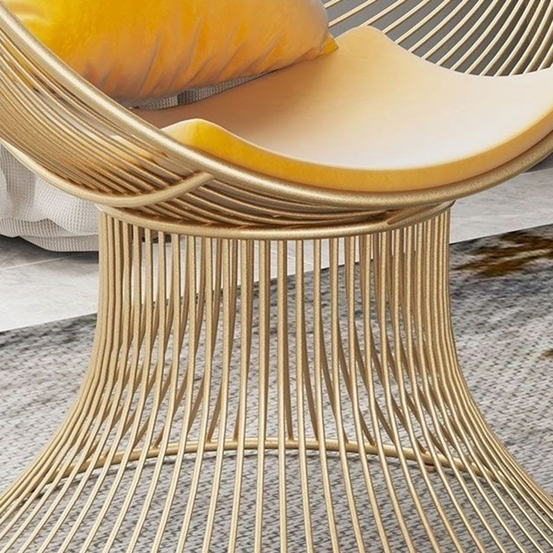 Modern Luxury Oval Curved Upholstered Iron Velvet Chair For Living Room