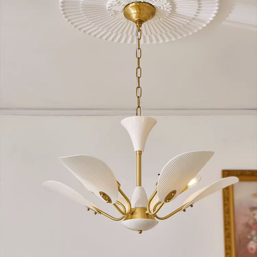 Chandelier traditionnel vintage rond en céramique cuivrée pour chips de pomme de terre 3/5 lumières pour salon 