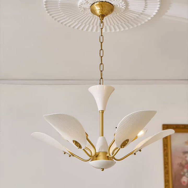 Chandelier traditionnel vintage rond en céramique cuivrée pour chips de pomme de terre 3/5 lumières pour salon 