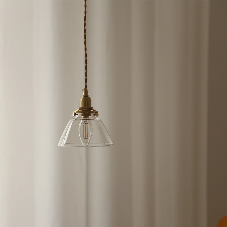 Dôme japonais traditionnel en fer cuivre et verre à 1 lumière pour salon 