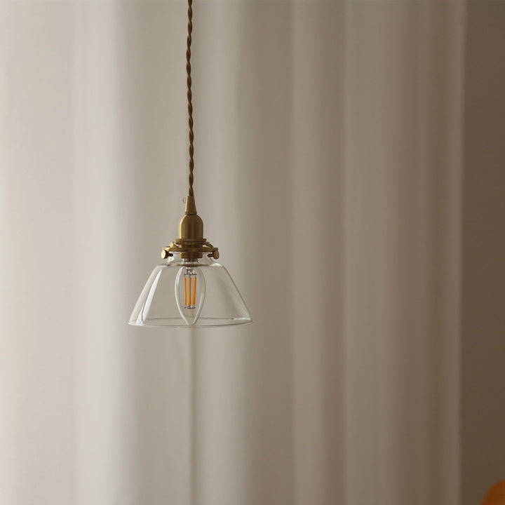 Dôme japonais traditionnel en fer cuivre et verre à 1 lumière pour salon 