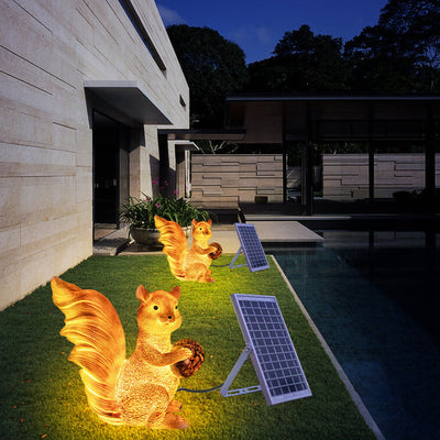 Contemporary Creative Solar Animal Rabbit Squirrel Resin Fiberglass LED Outdoor Landscape Light For Garden