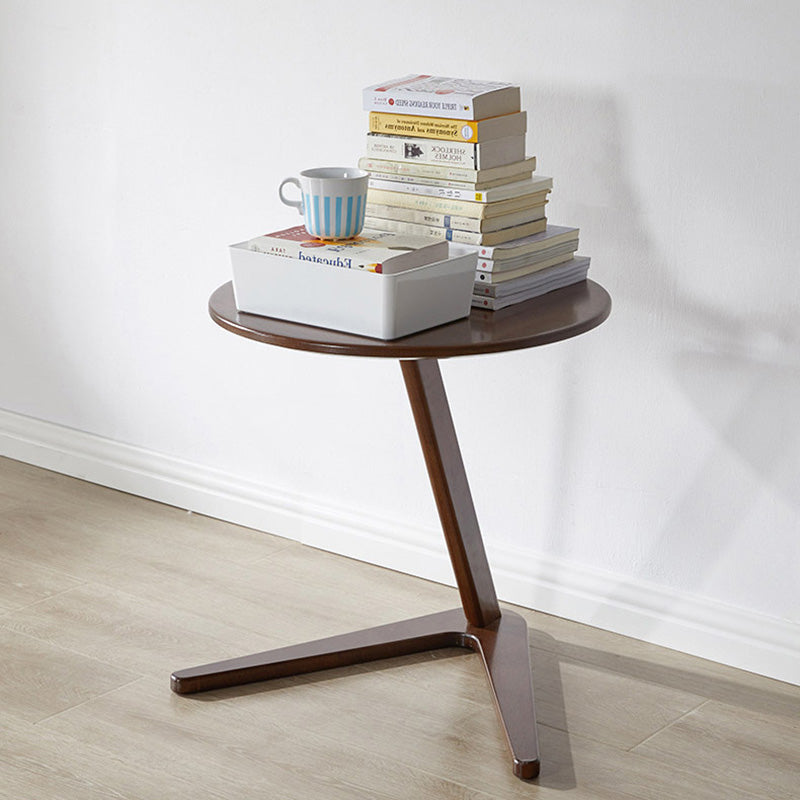 Table basse contemporaine nordique ronde triangulaire en bois d’hévéa pour salon 