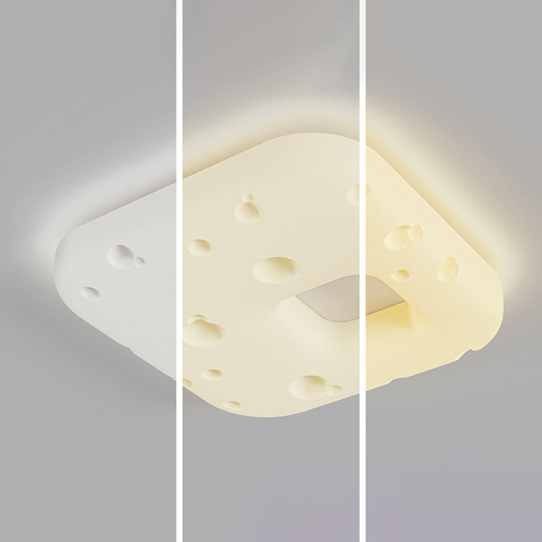 Design contemporain de biscuits à la crème nordique carré PE abat-jour LED plafonnier pour salon 