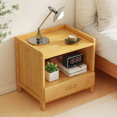 Table de nuit moderne minimaliste rectangulaire en bambou à densité de panneau 1/3 tiroir pour chambre 
