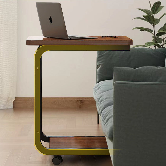 Moderner minimalistischer quadratischer Stahltisch mit Rollen und zwei Ebenen für das Wohnzimmer 