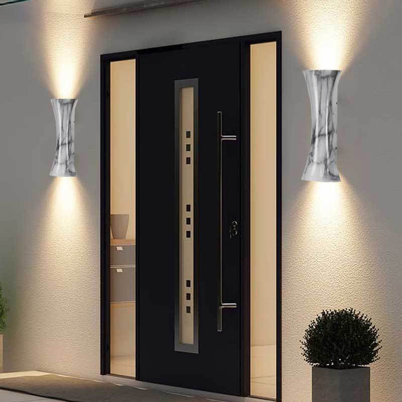 Lámpara de Aplique de Pared LED con Lente de Aluminio Iluminada Superior e Inferior Impermeable Moderna Minimalista Rectangular para Patio Exterior 
