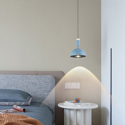 Lámpara colgante LED de cúpula redonda minimalista moderna de aluminio y acrílico para dormitorio 