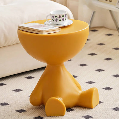 Table d'appoint ronde scandinave contemporaine avec base en PE et ours cartoon pour salon 