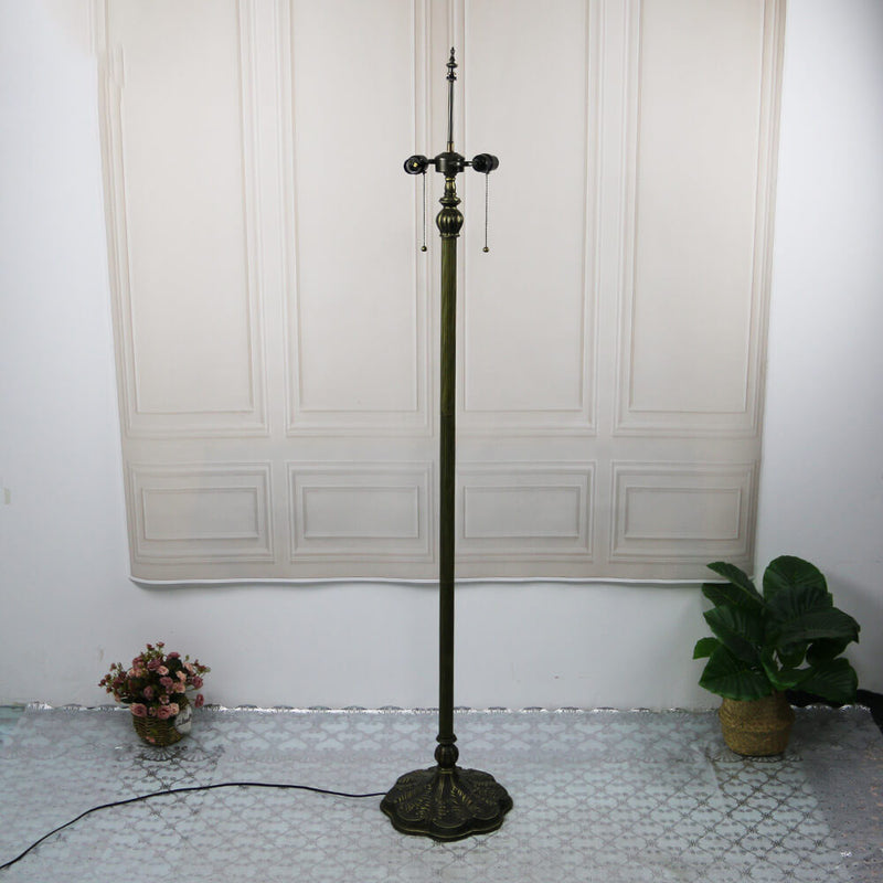 Tiffany Vintage Dragonfly Stained Glass Resin Dome 2-Light Standing Floor Lamp