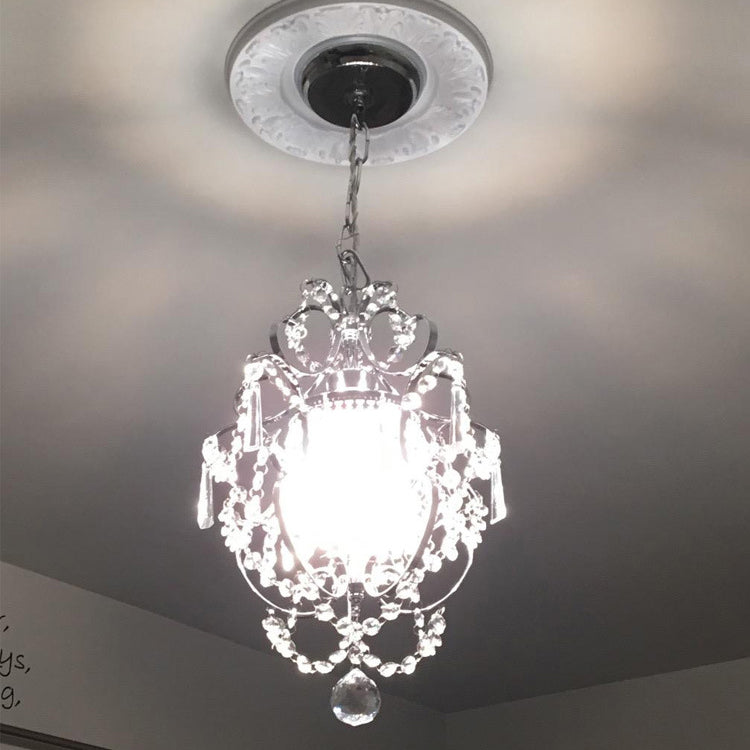 Suspension Luminaire en Cristal de Fer Côté Traditionnel de Luxe à 1 Lumière pour Salon 