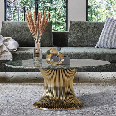 Ensemble de tables basses rondes contemporaines en marbre et acier inoxydable pour salon 