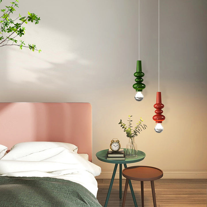 Lampe suspendue LED design potiron en fer crème scandinave contemporain pour chambre 