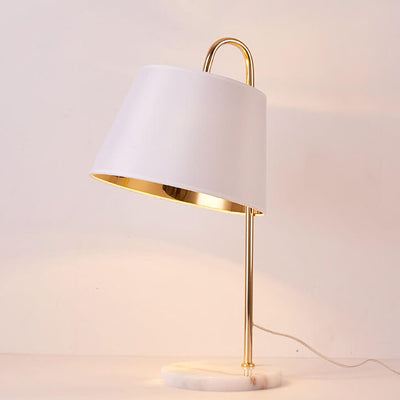 Nordic Modern Solid Color Fabric Shade Marble 1-Light Table Lamp