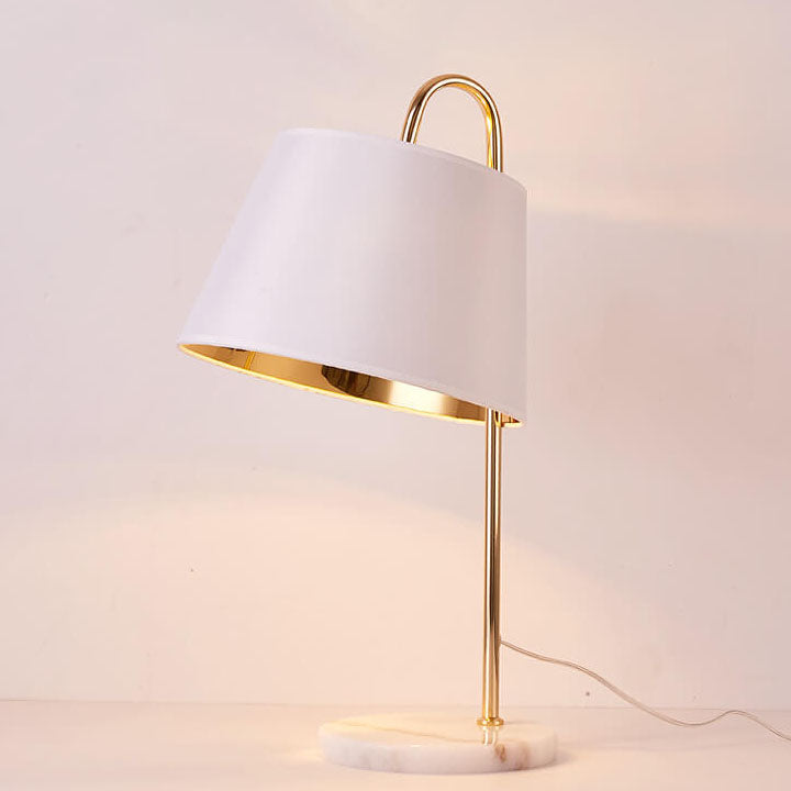 Nordic Modern Solid Color Fabric Shade Marble 1-Light Table Lamp
