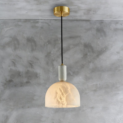 Modern Light Luxury White Semi-Circular Copper Lucite 1-Light Pendant Light