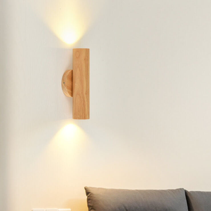 Modern Simple Warm Solid Wood Strip Double Head LED Wall Sconce Lamp