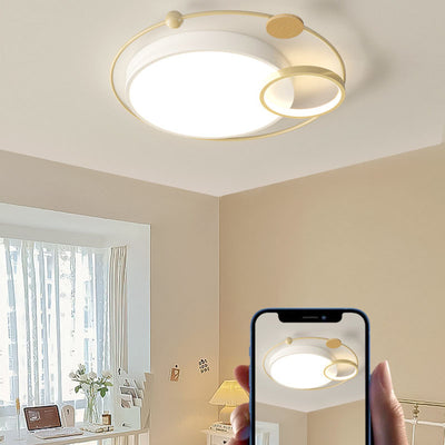 Contemporary Creative Iron Acrylic Round LED Flush Mount Ceiling Light For Bedroom