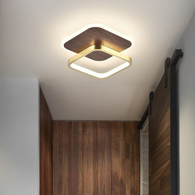 Modern Minimalist Aluminum Circular Square LED Semi-Flush Mount Ceiling Light