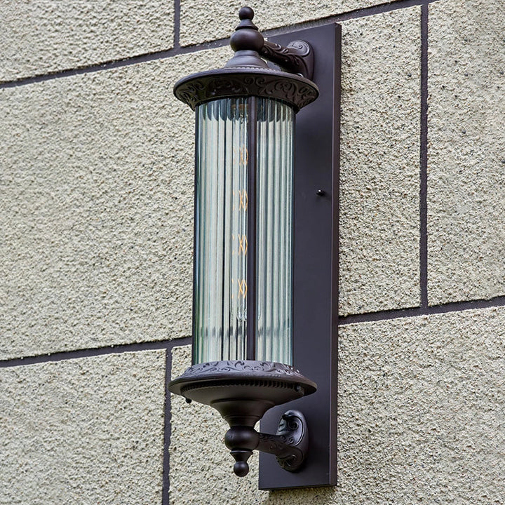 Lampe murale à un feu en cylindre de verre en aluminium étanche rétro contemporain pour jardin 