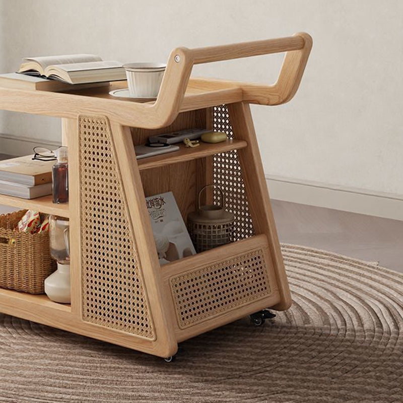 Zeitgenössischer Retro Massivholz Beweglicher Multifunktionaler Lagerung Beistelltisch 3-stufig Für Wohnzimmer 