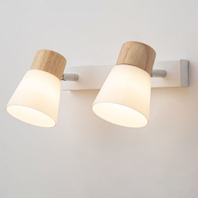 Modern Minimalist Horn Rubber Wood Iron Glass 1/2 Light Vanity Light Wall Sconce Lamp