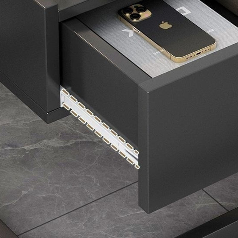 Modern Minimalist Rectangular MDF Steel Nightstand 1-Drawer For Bedside