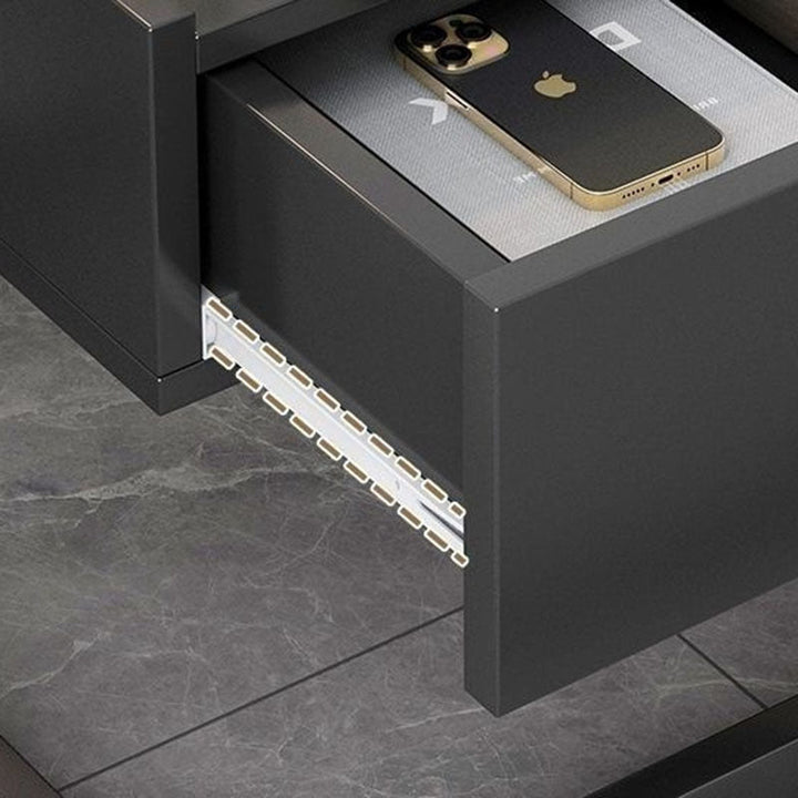 Modern Minimalist Rectangular MDF Steel Nightstand 1-Drawer For Bedside