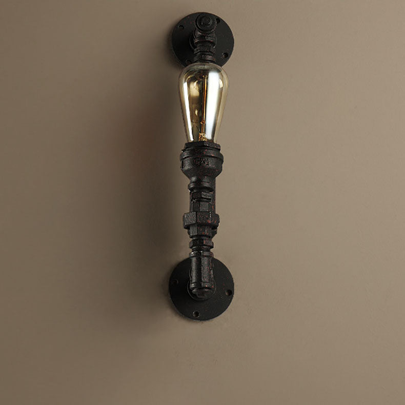 Traditionelle koloniale Wasserrohr-Wandleuchte aus Metall mit 1 Licht für Schlafzimmer 